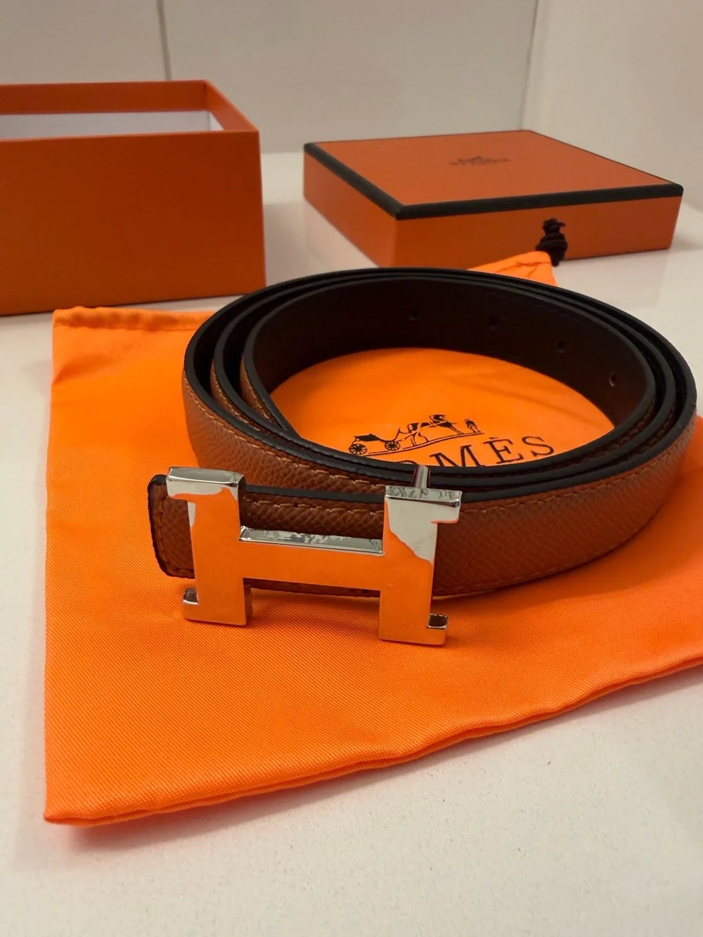 Hermès H Belt – Brown & Black Leather reversible
